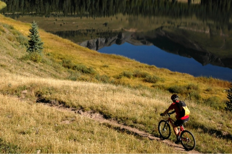 Biker near Molas Lake on the Colorado Trail